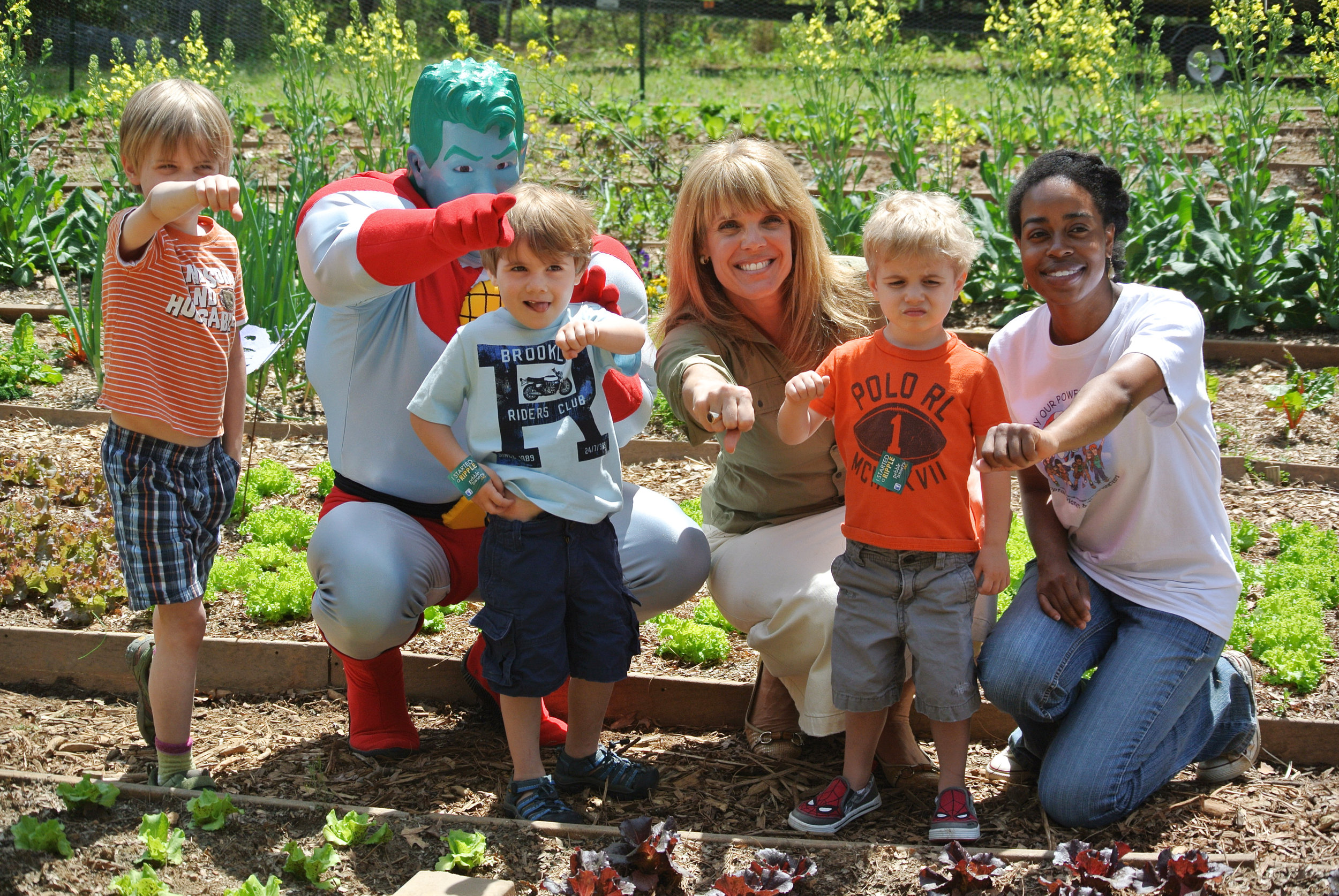 Laura Turner Seydel with Captain Planet