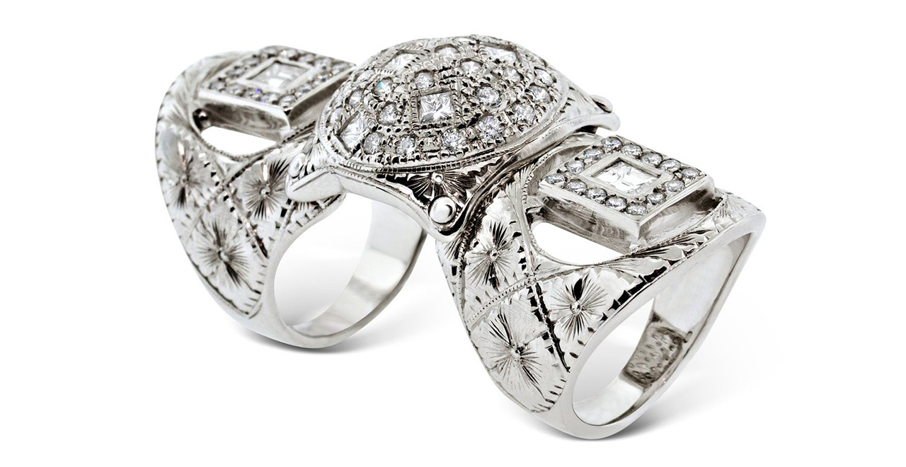 White Diamond Bondage Ring