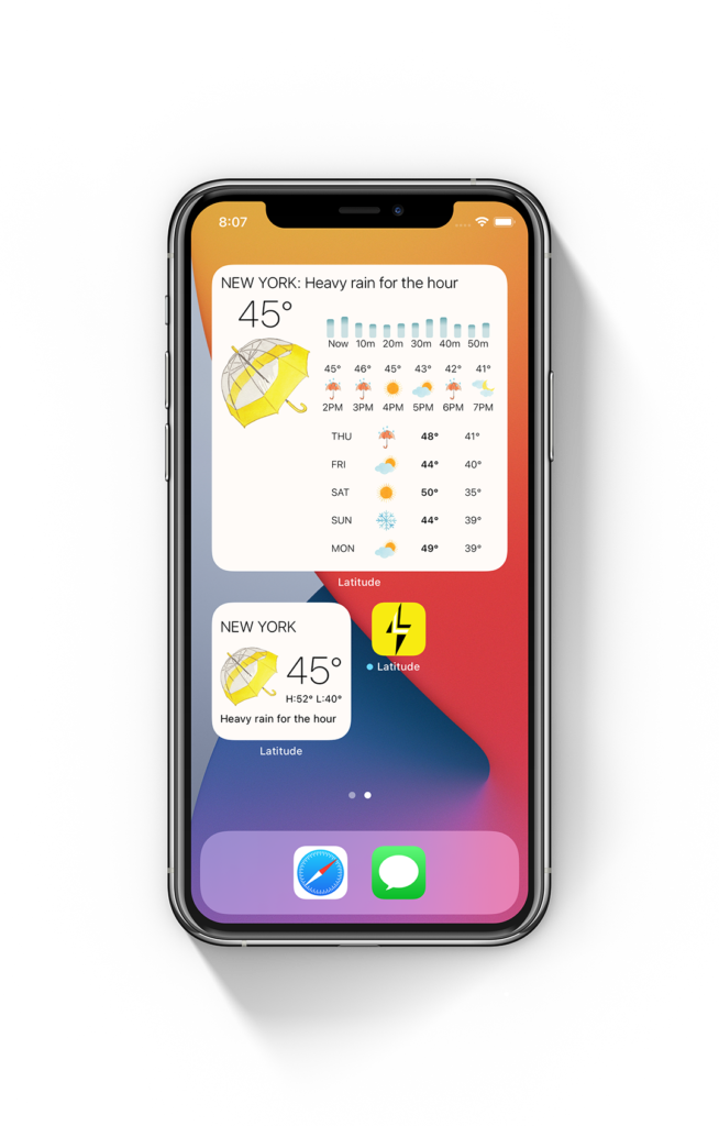 Latitude App Interface Rain Widget